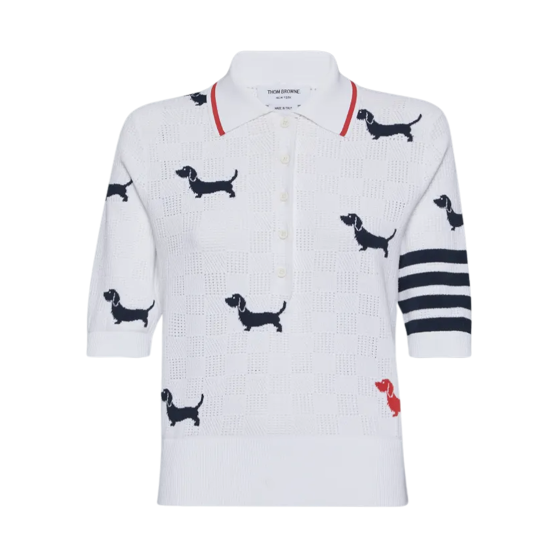 FKP115B-Y5502-100 (W) Thom Browne Hector Pointelle Polo Shirt White
