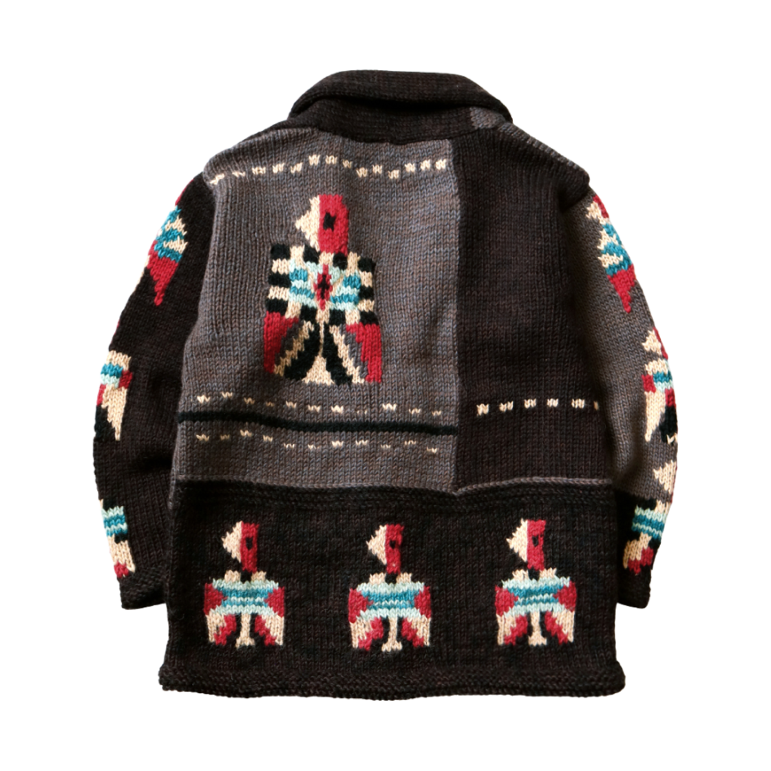 캐피탈 핸드 니티드 산토 도밍고 코위찬 가디건 차콜(Kapital Hand Knitted Santo Domingo Cowichan Cardigan Charcoal) - 2