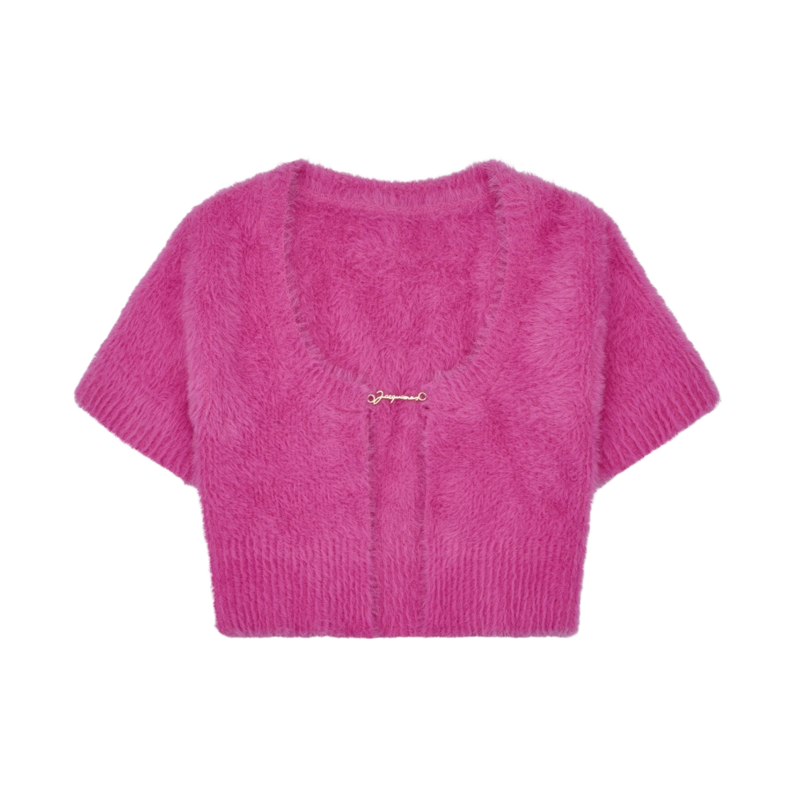 (W) 자크뮈스 라 마이유 네브 플러피 참 로고 가디건 핑크((W) Jacquemus La Maille Neve Fluffy Charm Logo Cardigan Pink)