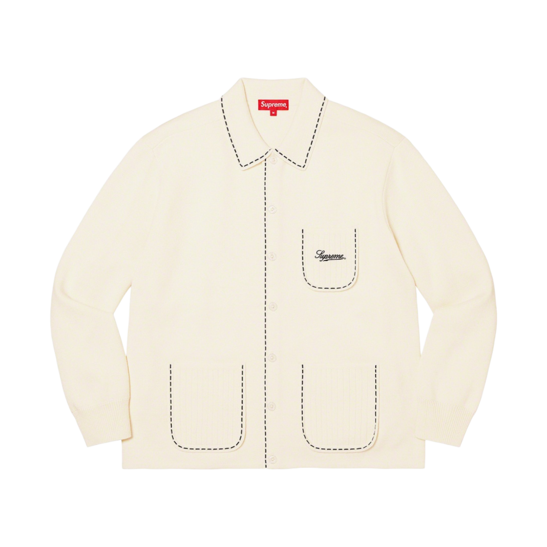 슈프림 콘트라스트 스티치 버튼 업 스웨터 내츄럴 - 22FW(Supreme Contrast Stitch Button Up Sweater Natural - 22FW) - 1