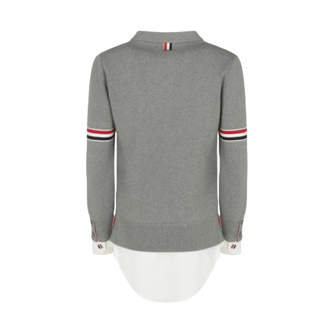 (W) 톰브라운 밀라노 스티치 옥스포드 콤보 가디건 셔츠 라이트 그레이((W) Thom Browne Milano Stitch Oxford Combo Cardigan Shirt Light Grey) - 2