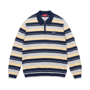 Supreme Stripe Zip L/S Polo Navy - 24FW