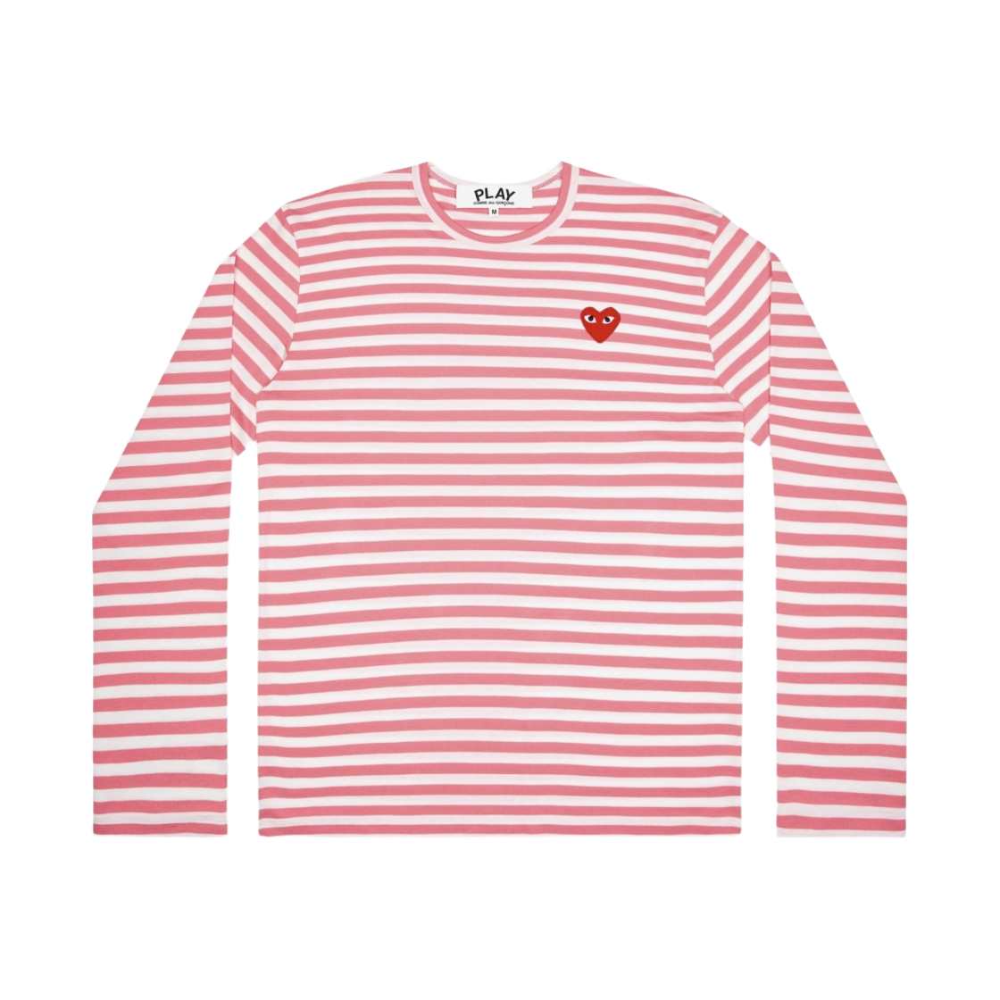 (W) 플레이 꼼데가르송 브라이트 스트라이프 롱슬리브 티셔츠 핑크((W) Play Comme des Garcons Bright Striped LS T-Shirt Pink)