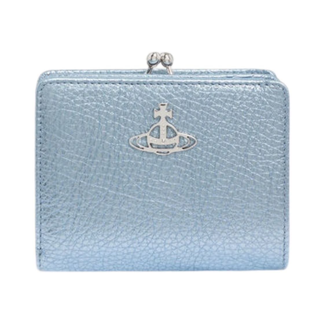 비비안 웨스트우드 그레인 레더 지갑 프레임 포켓 라이트 블루 실버(Vivienne Westwood Grain Leather Wallet Frame Pocket Light Blue Silver) - 1