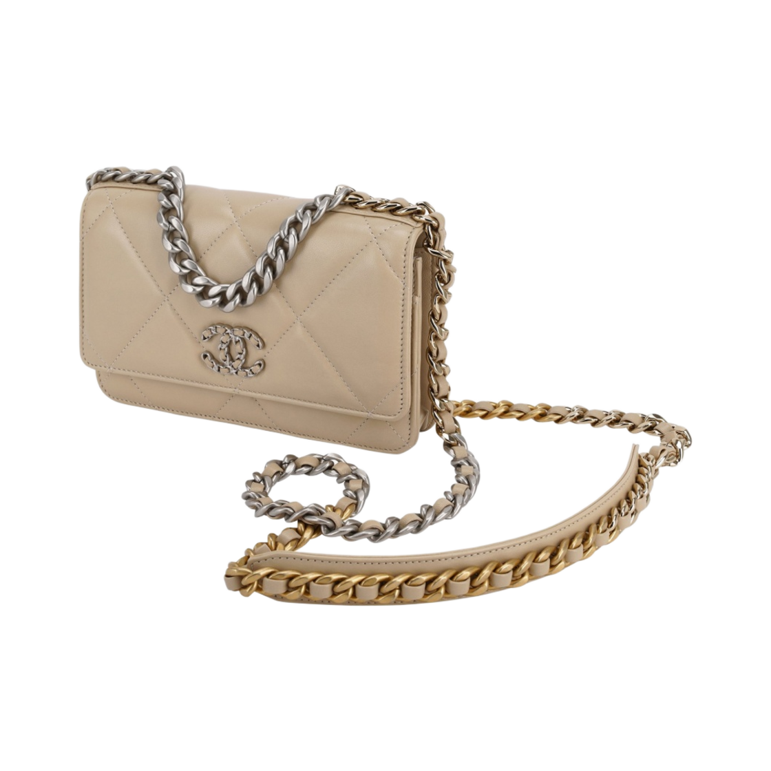 샤넬 19 체인 지갑 램스킨 & 실버 메탈 베이지(Chanel 19 Wallet On Chain Lambskin & Silver Beige) - 3
