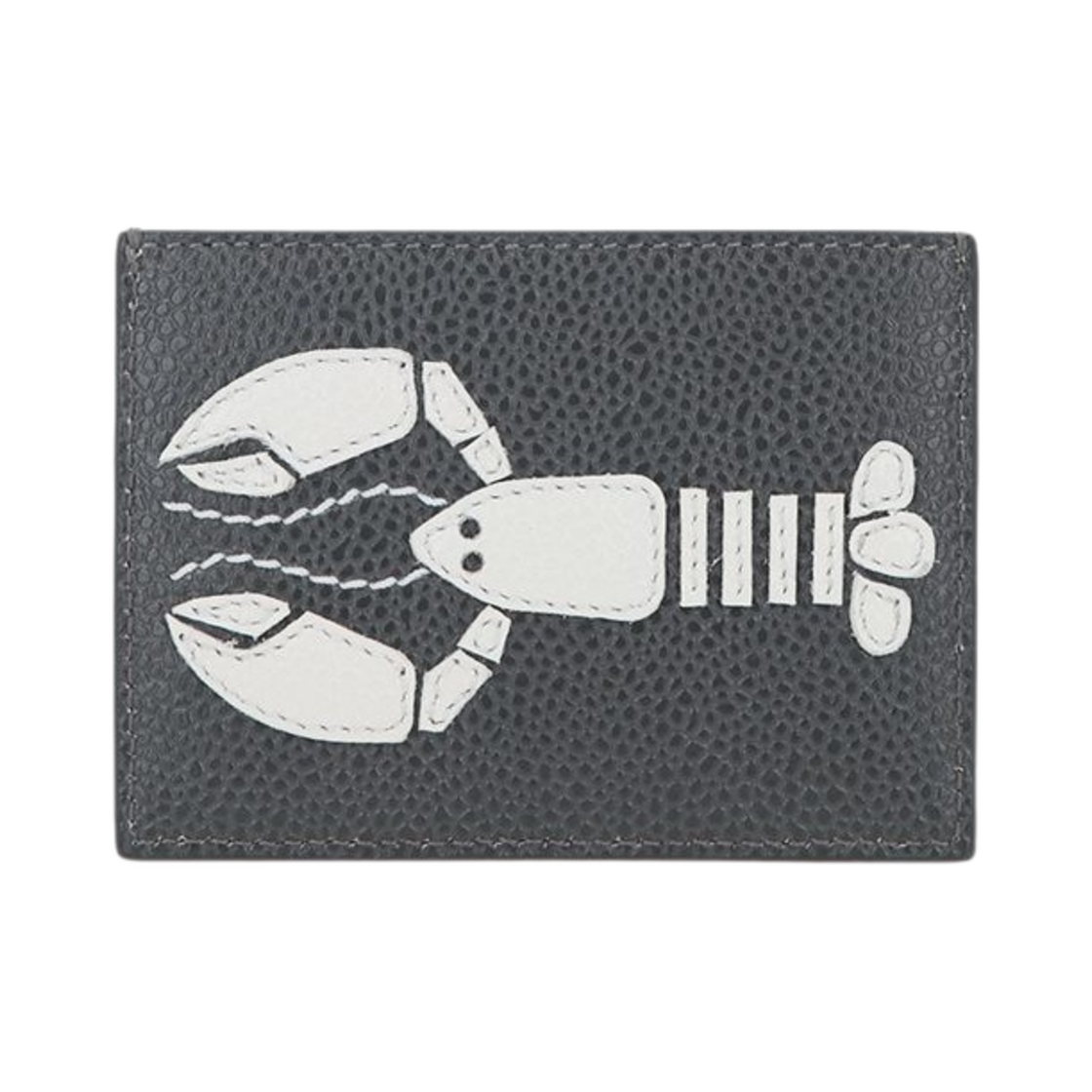 UAW002A-00198-025 Thom Browne Pebble Grain Leather Lobster Applique Card Holder Dark Grey