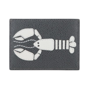 Thom Browne Pebble Grain Leather Lobster Applique Card Holder Dark Grey