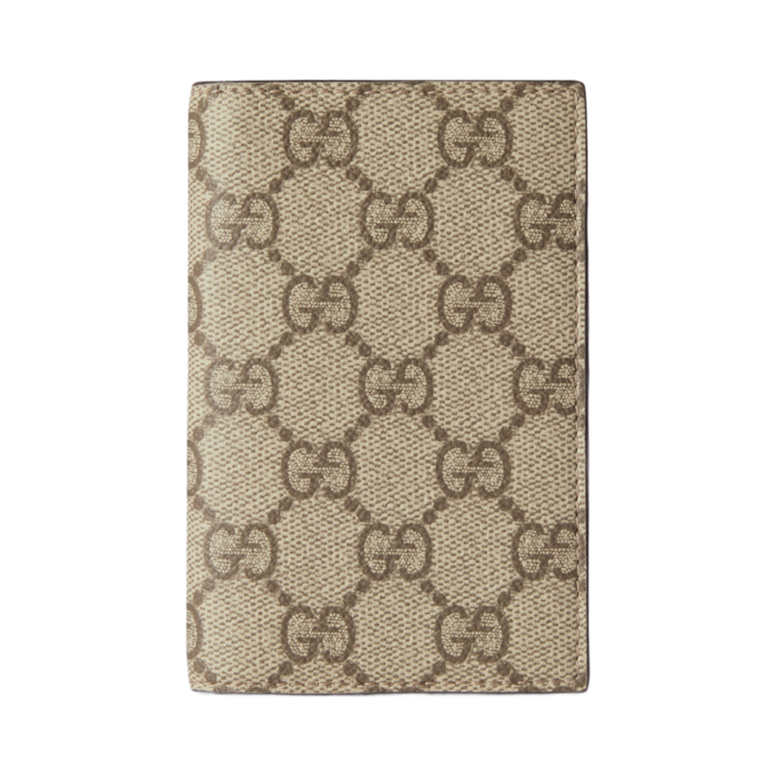 821209-FAED0-9786 Gucci GG Emblem Bi-Fold Card Case Beige Dark Brown