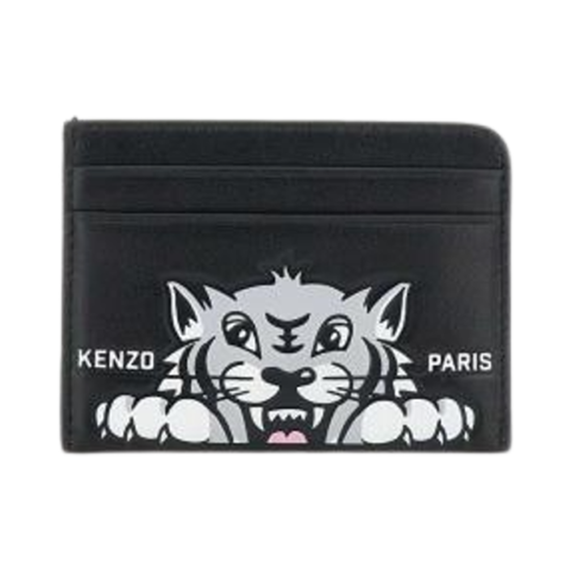 FF55PM600L46-99 Kenzo Varsity Leather Card Holder Black