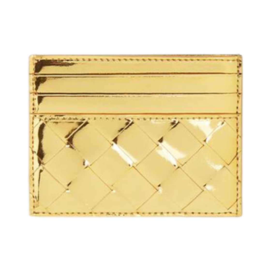742325V3QM58922 Bottega Veneta Intrecciato Credit Card Case Gold