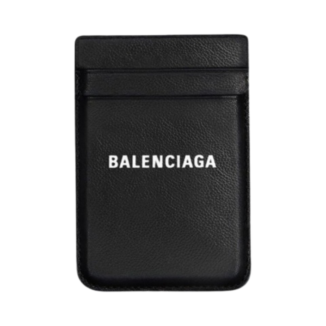 6758352AAYH1090 Balenciaga Grained Calfskin Cash Magnetic Card Holder Black White
