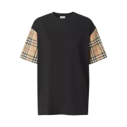 (W) Burberry Vintage Check Sleeve Cotton Oversized T-shirt Black