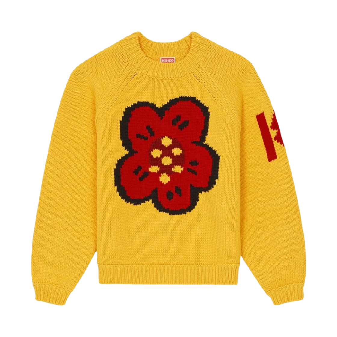 (W) 겐조 바시티 메리노 울 점퍼 골든 옐로우((W) Kenzo Varsity Merino Wool Jumper Golden Yellow) - 1