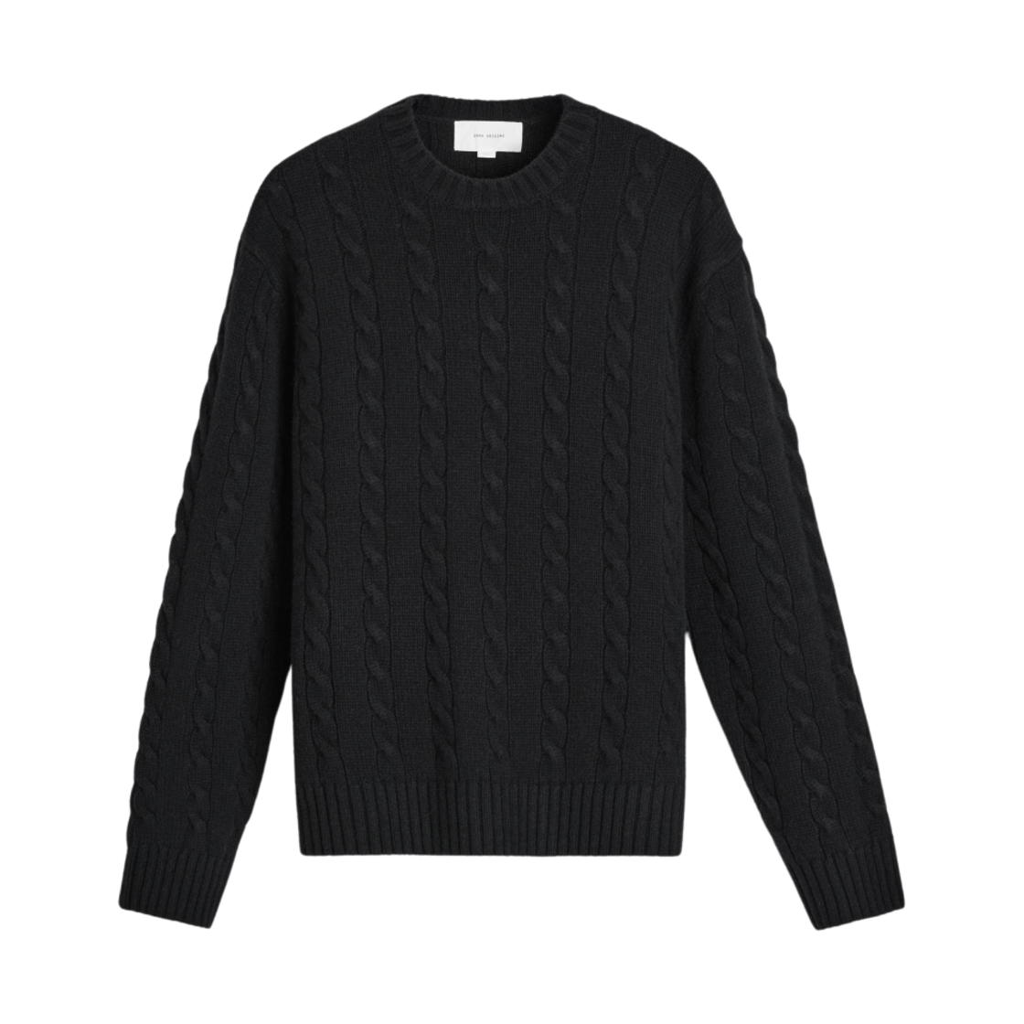 자라 울 케이블 니트 스웨터 블랙