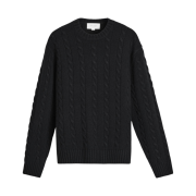 Zara Wool Cable Knit Sweater Black