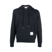 Thom Browne Cotton Loopback Broderie Anglaise Relaxed Hoodie Navy