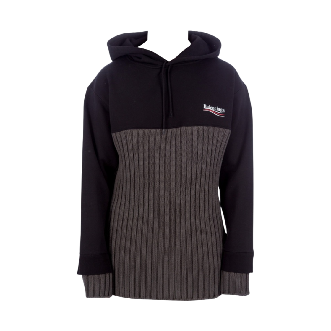 발렌시아가 백로고 후드 블랙 그레이(Balenciaga Back Logo Hoodie Black Grey) - 1