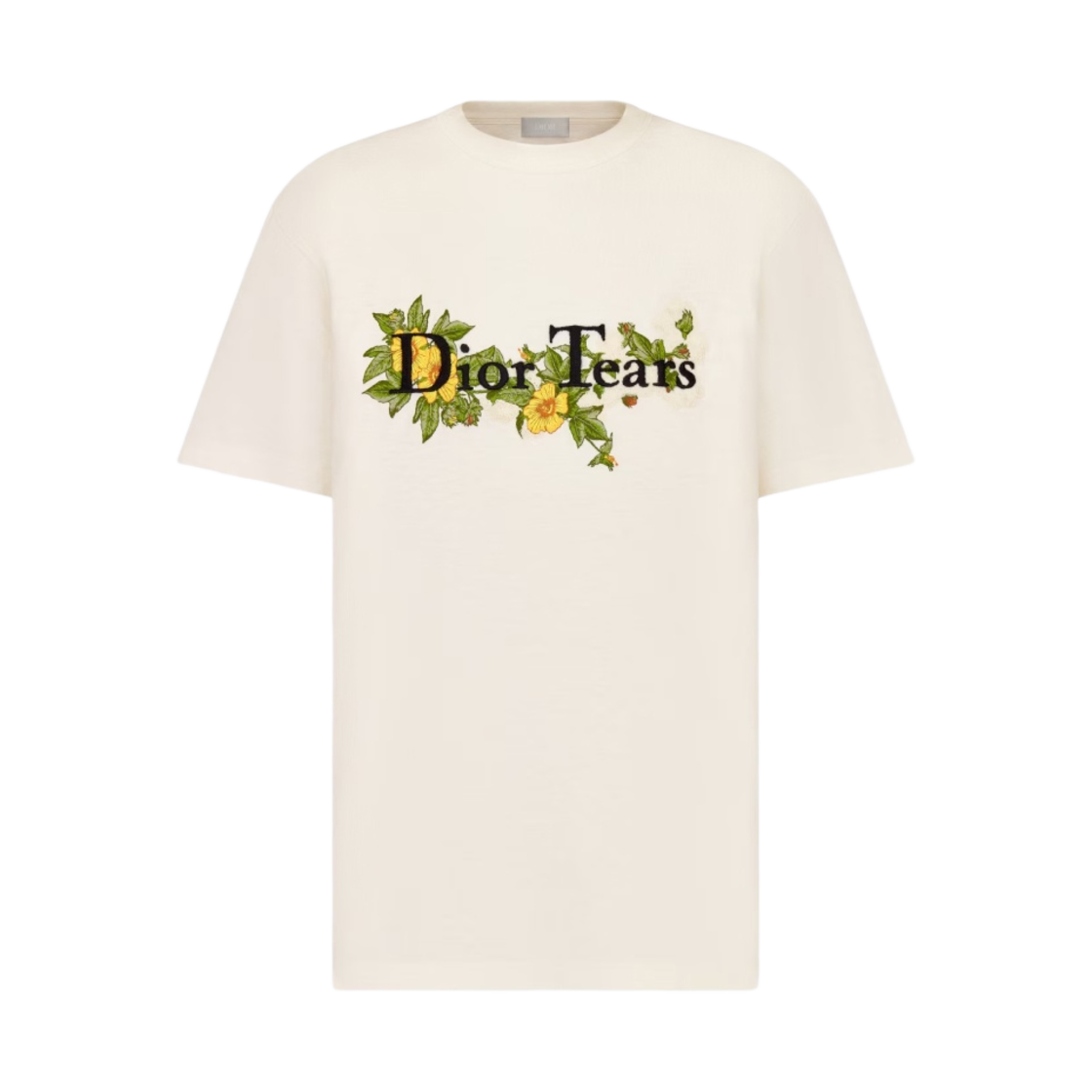 디올 x 데님 티어스 릴렉스드핏 디올 티어스 티셔츠 슬러브 코튼 저지 화이트