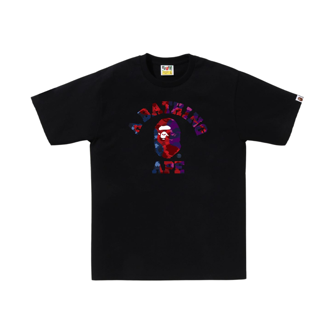 베이프 컬러 카모 크레이지 컬리지 티셔츠 블랙