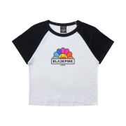 Kaikai Kiki x Blackpink Rainbow Flower T-Shirt Cropped Rag White