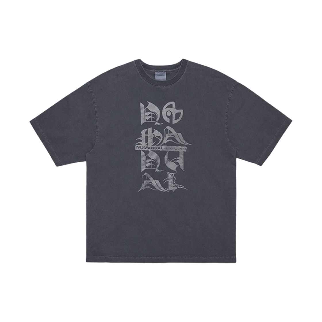 노매뉴얼 블랙 레터 티셔츠 차콜