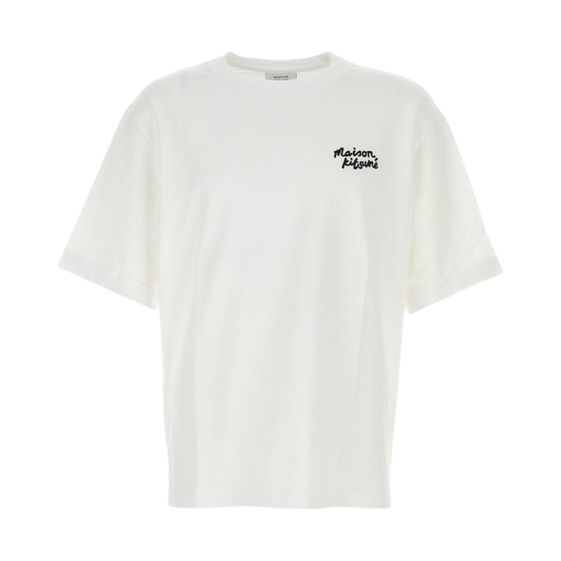 OM00123KJ0119-M186 Maison Kitsune Handwriting Embroidery Oversize T-Shirt White Black