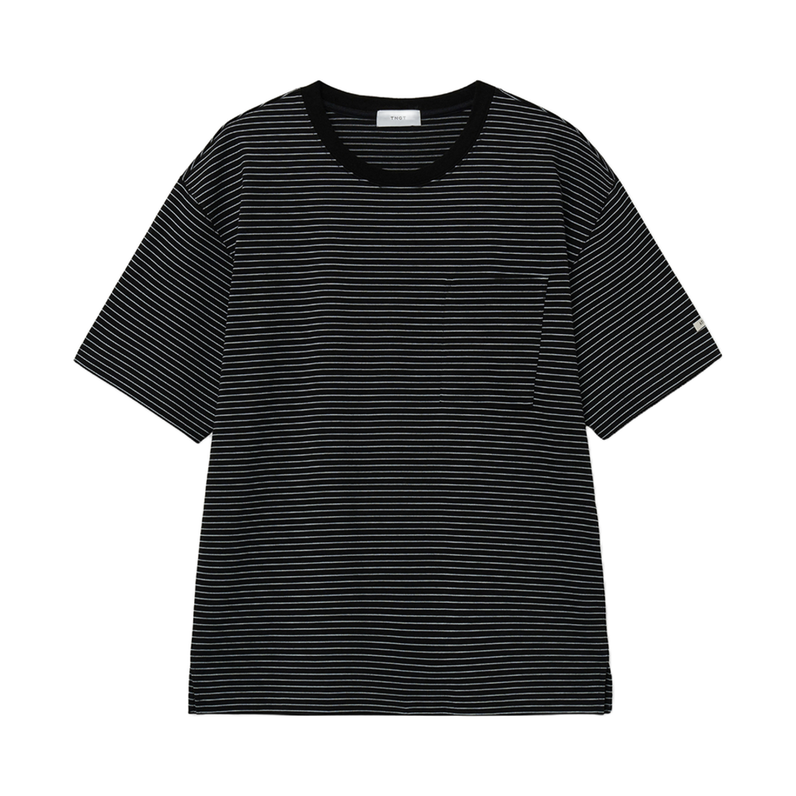 TNTS5E202BK TNGT Semi Over-fit Stripe Crewneck T-Shirts Black