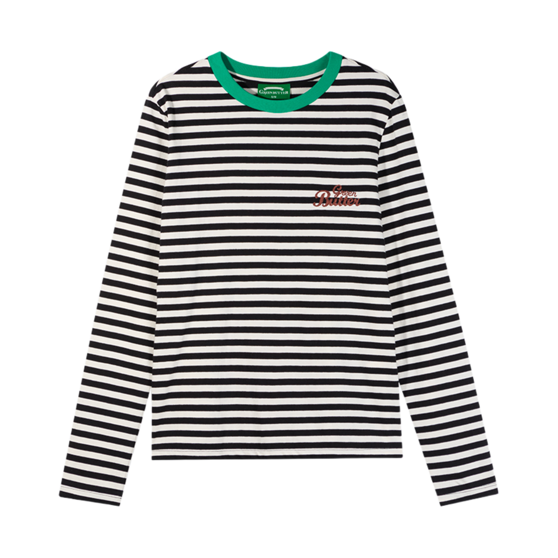 그린버터 체인 니들워크 스트라이프 티 블랙