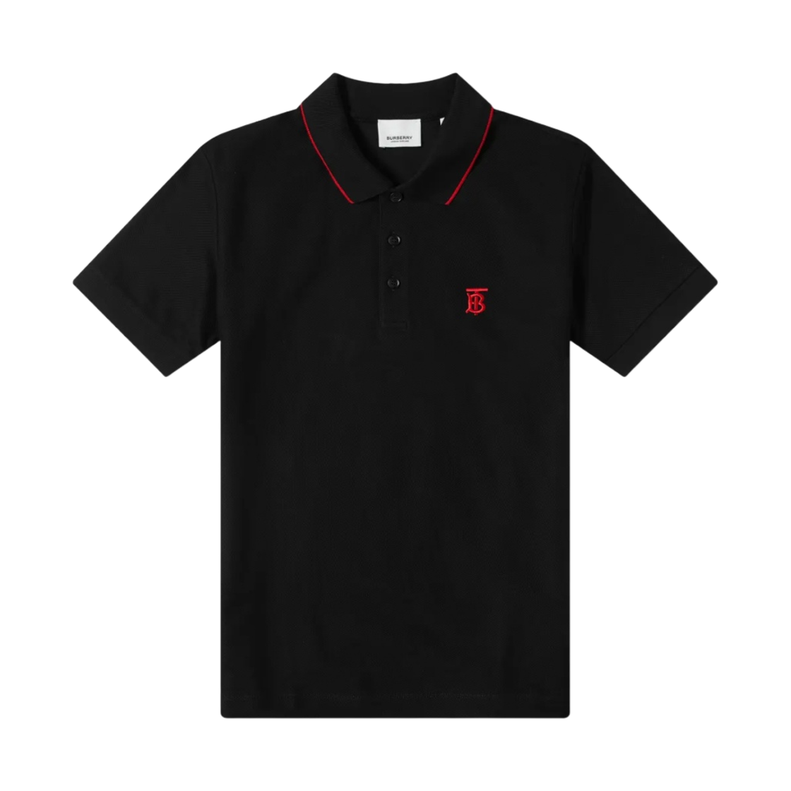 8017003 Burberry Icon Stripe Placket Cotton Pique Polo Shirt Black