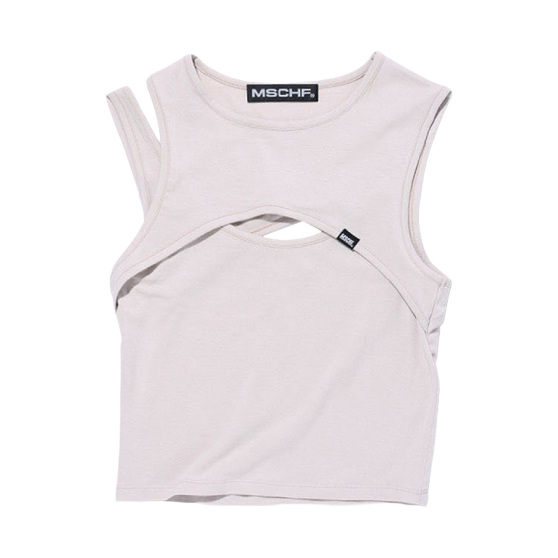 (W) 미스치프 스트레치 오버랩 탑 페일 모브