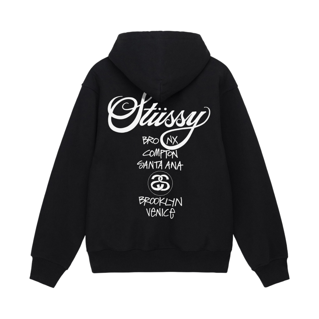 스투시 도버 스트리트 마켓 월드투어 후드 집업 블랙 2022(Stussy DSM World Tour Zip Hoodie Black 2022) - 2