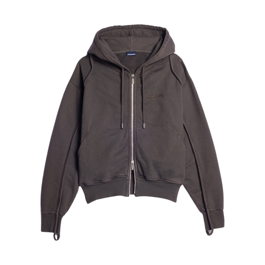 자크뮈스 르 스웨터 카마그 지퍼 클레이 로고 스웨트셔츠 다크 브라운(Jacquemus Le Sweater Camargue Zipped Clay Logo Sweatshirt Dark Brown) - 1