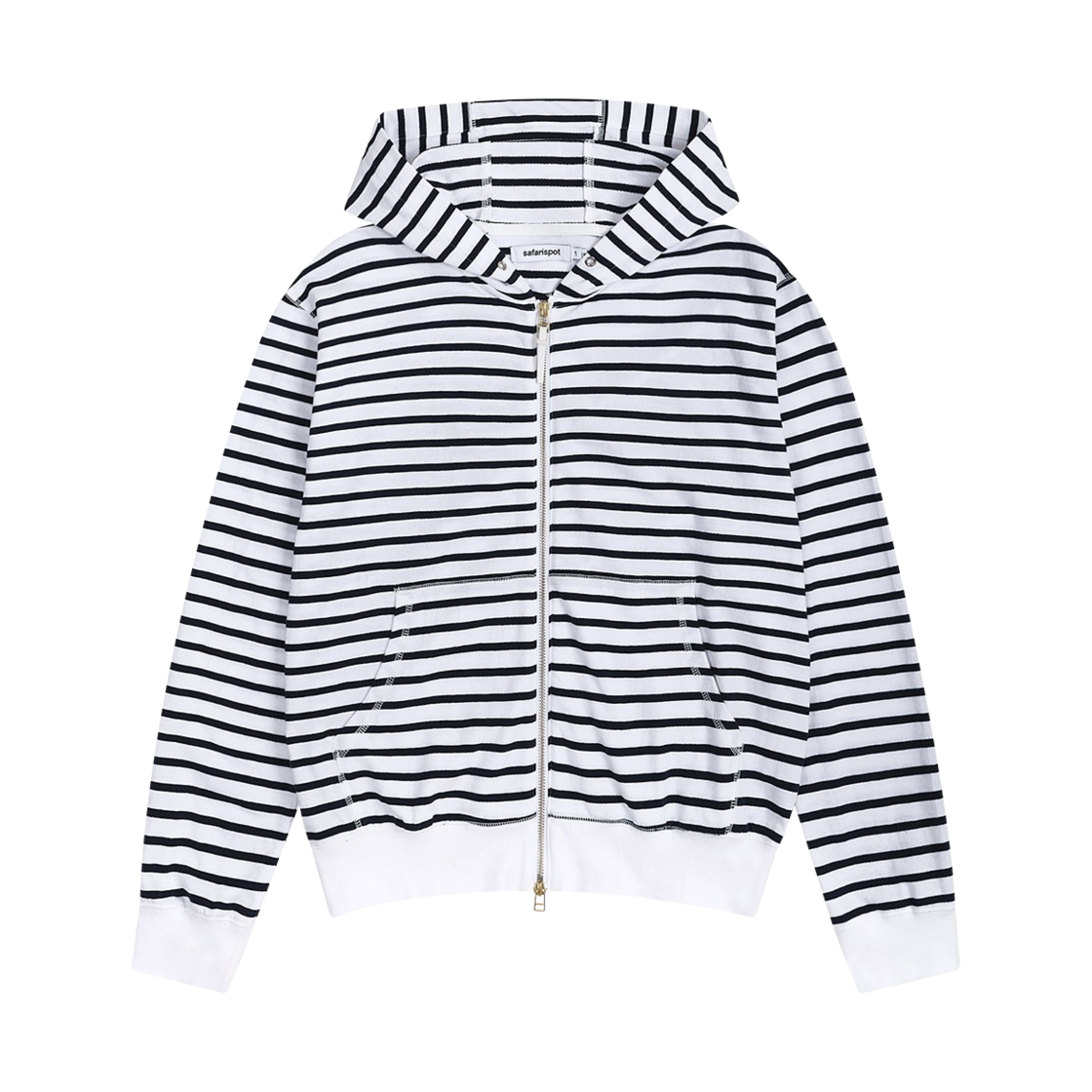 saf00440 Safarispot Regular Stripe Hoodie Zipup - White/Navy