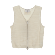 (W) Matin Kim Stripe Texture Knit Zip Up Vest Ivory