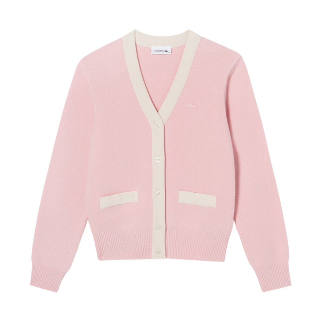 (W) 라코스테 컬러 블록 가디건 핑크((W) Lacoste Color Block Cardigan Pink) - 1