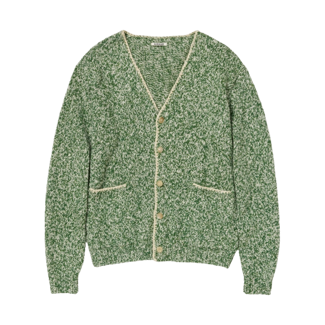 오라리 실크 울 카멜 믹스 니트 가디건 믹스 그린 - 23AW