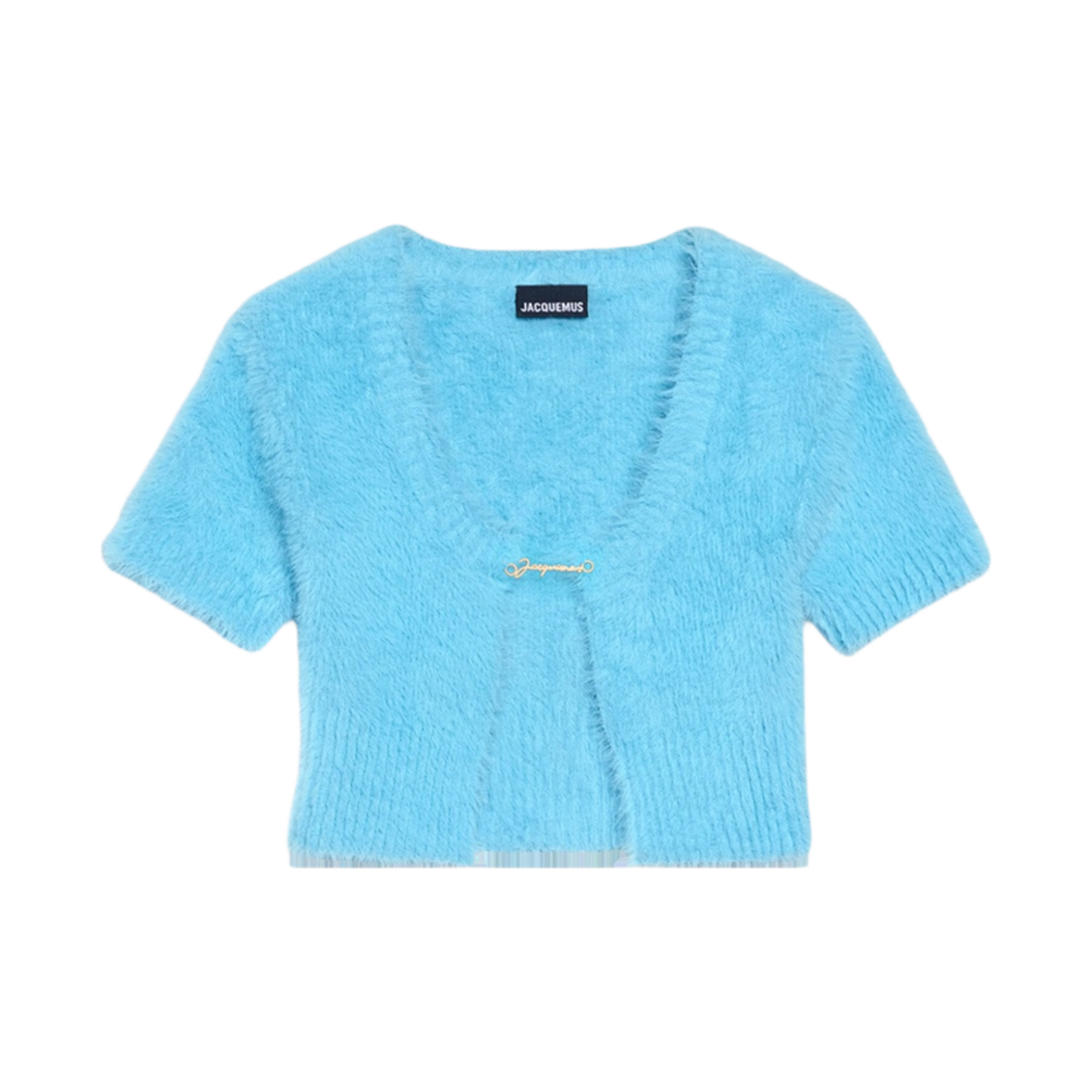(W) 자크뮈스 라 마이유 네브 플러피 참 로고 가디건 블루((W) Jacquemus La Maille Neve Fluffy Charm Logo Cardigan Blue) - 1