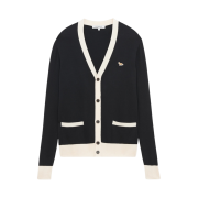 Maison Kitsune Baby Fox Patch Bi-Color Classic Cardigan Black