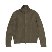 Suade Fancy Crop Knit Zip Up Brown