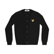 (W) Play Comme des Garcons Gold Heart Knit Cardigan Black