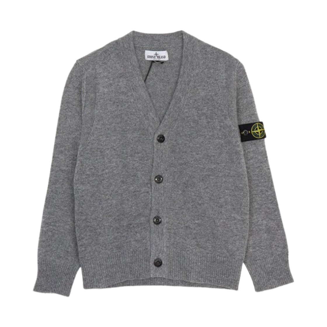 8116501Z1-V0M67 (Kids) Stone Island 501Z1 Wappen Wool Cardigan Dark Grey Melange - 24FW