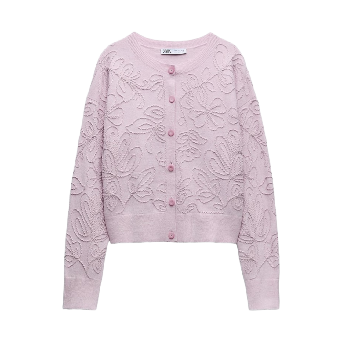 (W) 자라 자수 니트 자켓 라이트 로즈((W) Zara Embroidered Knit Jacket Light Rose)