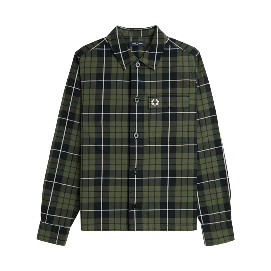 AFPM2438515-W19 Fred Perry Check Overshirt Laurel Wreath Green