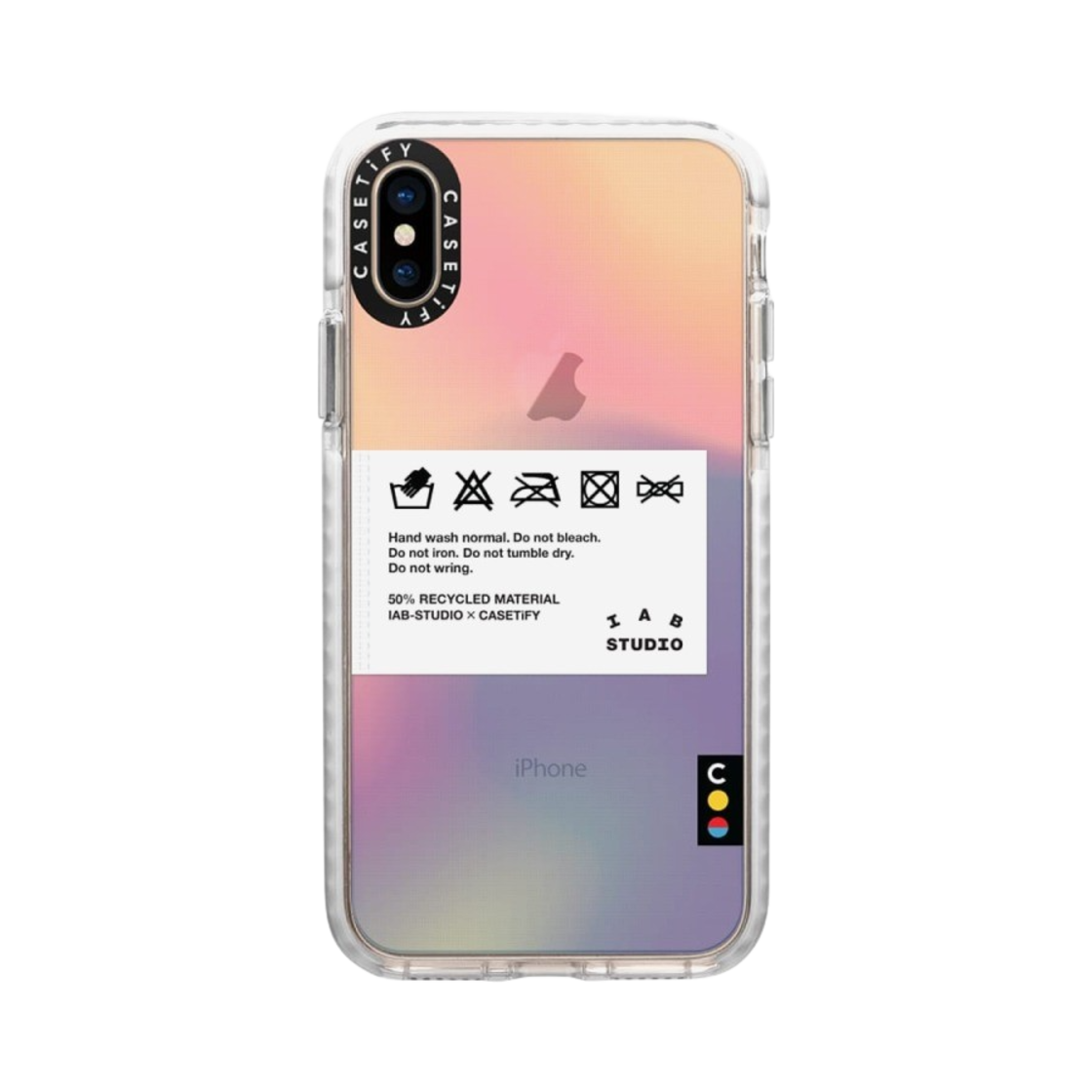케이스티파이 x 아이앱 스튜디오 아이폰 클로스 태그 케이스 시어 무지개(Casetify x IAB Studio iPhone Cloth Tag Case Sheer Irdescent) - 3