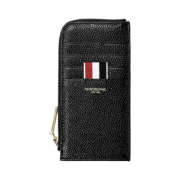 Thom Browne Pebble Grain Leather Stripe Zip-Around Wallet Black