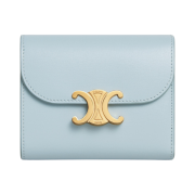 Celine Small Flap Wallet Triomphe in Shiny Calfskin Ice Blue