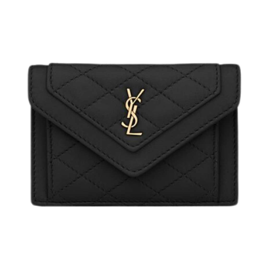 생로랑 퀼티드 램스킨 가비 플랩 카드 케이스 블랙(Saint Laurent Gaby Flap Card Case in Quilted Lambskin Black) - 1
