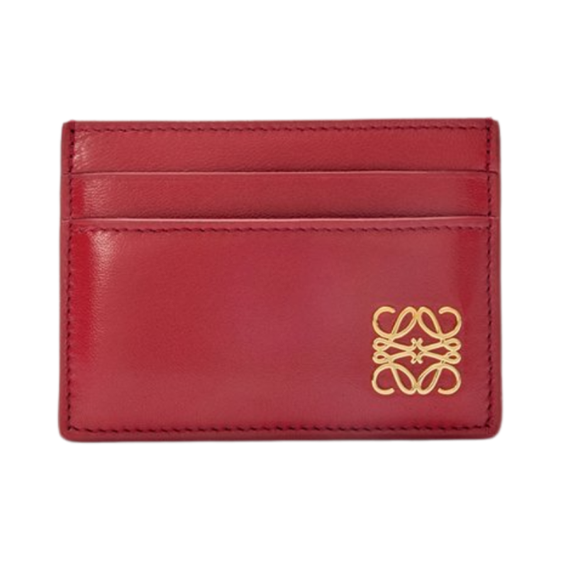 C821322X01-7885 Loewe Puffer Anagram Plain Card Holder in Shiny Nappa Calfskin Burnt Red
