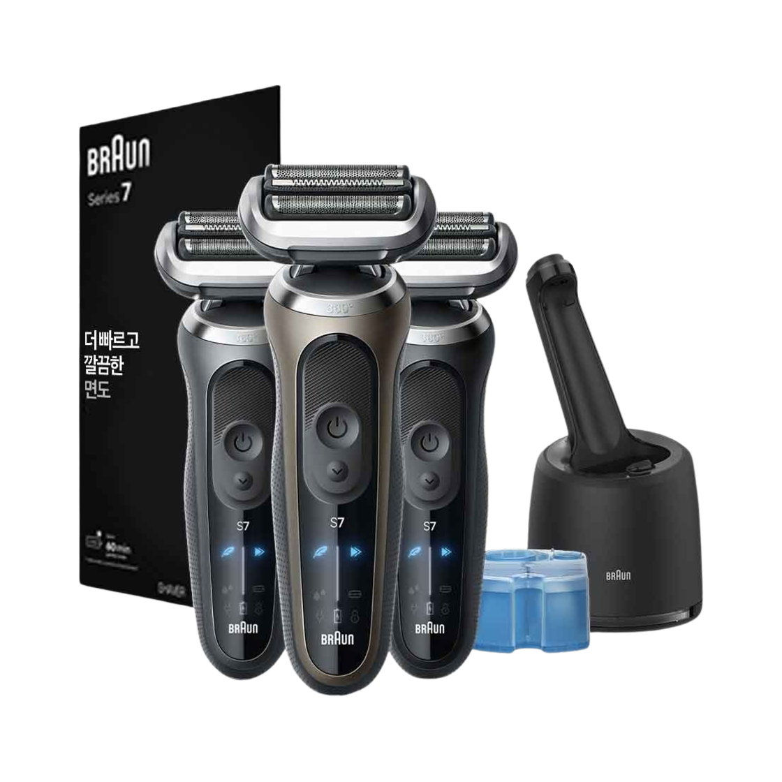 브라운 뉴 시리즈7 쉐이버+충전세척스테이션(Braun New Series 7 72-7000cc Grey Black Gold)