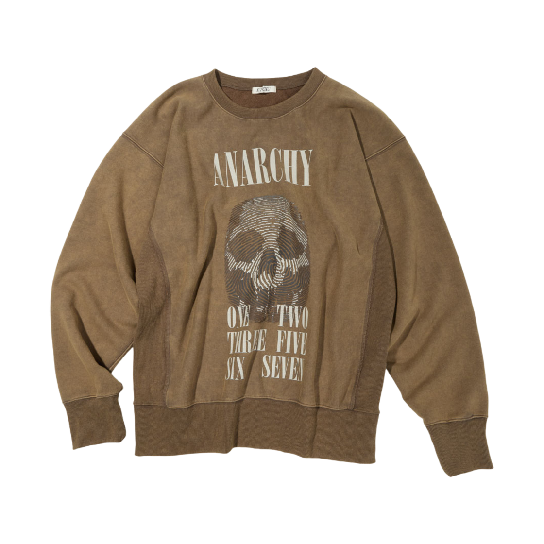 이티씨이 스컬 핑거 프린트 피그먼트 스웨트셔츠 브라운(ETCE Skull Finger Print Pigment Sweatshirt Brown) - 1